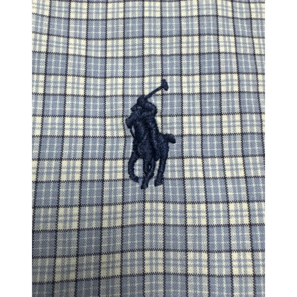 Polo Ralph Lauren Men's Blue Plaid Dress Button Front Shirt Sz 18 46 Pony Logo‎ - Picture 2 of 7